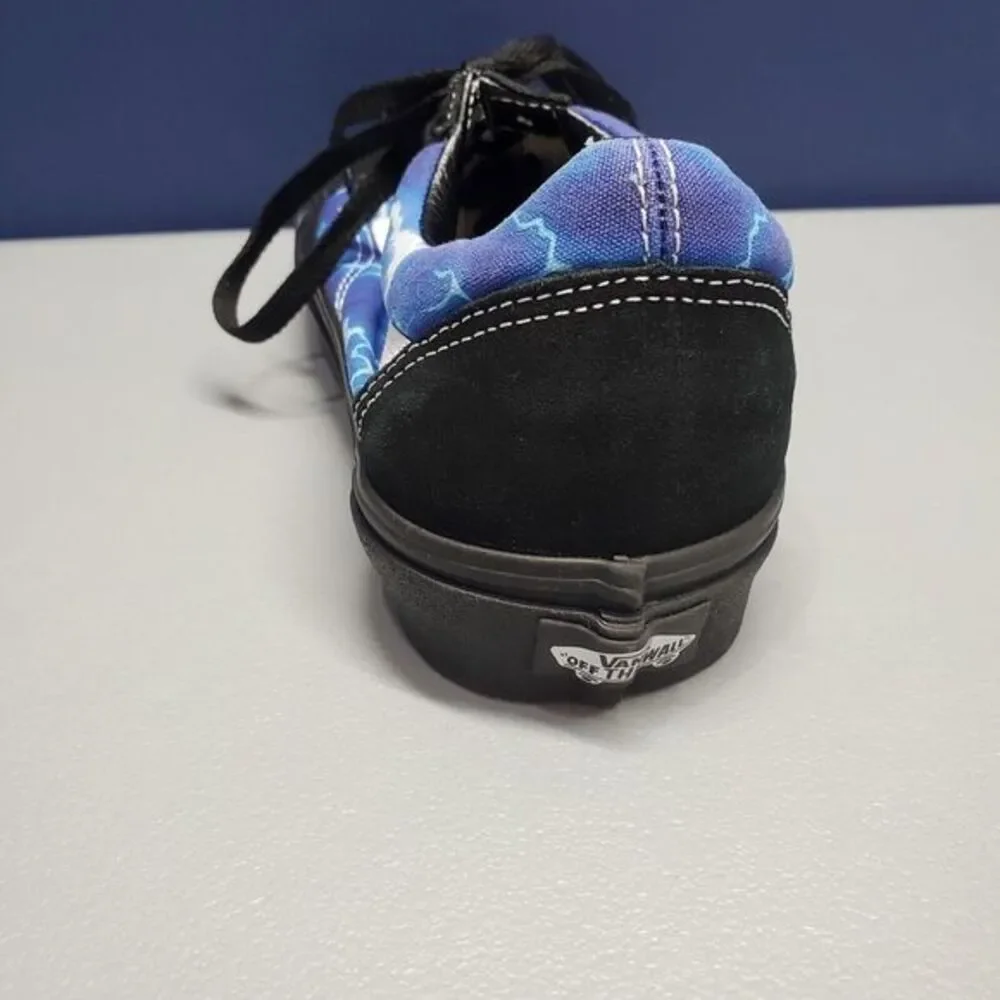 VANS Sk8 Low Top Sneakers Men 8.5 Women 10 Blue Black‎ Fabric Lightning 500714